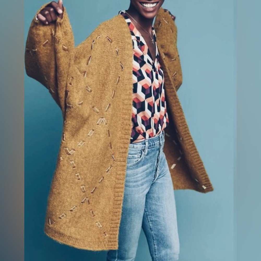 Anthropologie Akemi and Kin Yellow Open Sweater All Sizes M L XL $138 Originally